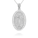 Silver Oval Saint Benito Pendant Necklace