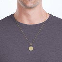 Gold Roaring Tiger Medallion Pendant Necklace On Model