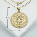 Gold Roaring Tiger Medallion Pendant Necklace With Measurements