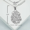 White Gold Diamond Cut Nugget Pendant Necklace With Measurements