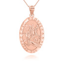 Rose Gold Saint George and the Dragon Pendant Necklace