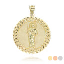 Yellow Gold Cuban Framed Saint Jude Pendant