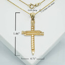 Yellow Gold Triple Nail Cross Pendant Necklace With Measurements