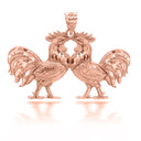 Rose Gold Two Rooster Pendant