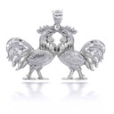 Silver Two Rooster Pendant