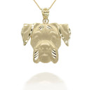 Gold Dog Boxer Pendant Necklace 