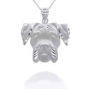 Silver Dog Boxer Pendant Necklace