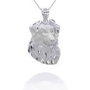 White Gold Dog Border Collie Pendant Necklace