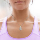 Silver Dog Border Collie Pendant Necklace On Model