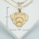 Yellow Gold Dog Rottweiler Pendant Necklace With Measurements