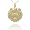 Gold Dog Chow Chow Pendant Necklace