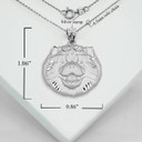 .925 Sterling Silver Diamond Cut Chow Chow Pet Dog Pendant Necklace With Measurements