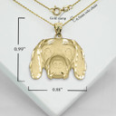 Gold Dog English Pointer Pendant Necklace  With Measurements