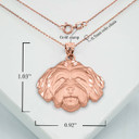 Rose Gold Dog Lhasa Apso Pendant Necklace With Measurements