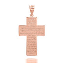 Rose Gold Padre Nuestro Lord's Prayer Cross Bible Verse Pendant