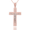 Rose Gold Crucifix Cross Pendant Necklace