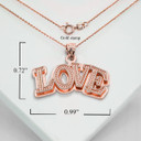 Rose Gold Love Pendant Necklace With Measurements