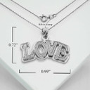 Silver Love Pendant Necklace  With Measurements