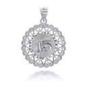 Silver Quinceanera with Heart Filigree Pendant