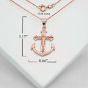 Rose Gold Cross Anchor Pendant Necklace With Measurements