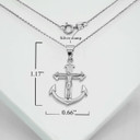 Silver Cross Anchor Pendant Necklace With Measurements