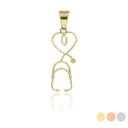 Gold Heart Stethoscope Pendant 
