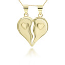 Gold Separated Hearts With Heart Design Pendant Necklace
