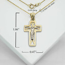 Gold Openwork Mini Crucifix Pendant Necklace With Measurements
