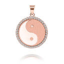 Rose Gold Chinese Yin & Yang Tai Chi with Diamonds Pendant