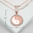 Rose Gold Chinese Yin & Yang Tai Chi with Diamonds Pendant Necklace With Measurements
