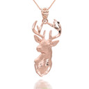 Rose Gold Stag Head Pendant Necklace