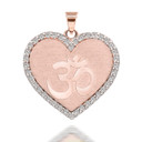 Rose Gold Ohm with Diamond Border Pendant