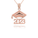 Rose Gold 2023 Graduation Ceremony Cap Pendant Necklace