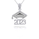 Silver 2023 Graduation Ceremony Cap Pendant Necklace