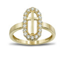 Gold Cross Ring CZ