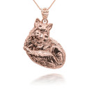 Rose Gold Wild Fox Symbol of Cleverness Pendant Necklace