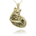 Gold Wild Fox Symbol of Cleverness Pendant Necklace