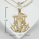 Gold Saint Jude Mariner Pendant Necklace With Measurements