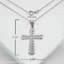 White Gold Cuban Link Cross Pendant Necklace With Measurements