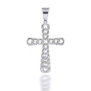 Silver Cuban Link Cross Pendant