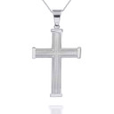 .925 Sterling Silver Beaded Cross Pendant Necklace