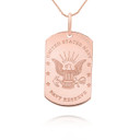 Rose Gold Personalized US Navy Reserve Dog Tag Reversible Pendant Necklace