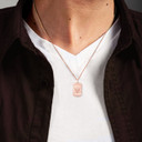 Rose Gold Personalized US Navy Reserve Dog Tag Reversible Pendant Necklace On Male Model