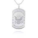 White Gold Personalized US Navy Reserve Dog Tag Reversible Pendant Necklace