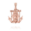 Rose Gold Our Lady Of Guadalupe On Anchor Pendant