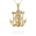 Gold Our Lady Of Guadalupe On Anchor Pendant Necklace