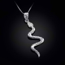 White Gold Snake Pendant Necklace