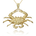 Gold Diamond Cut Crab Pendant Necklace