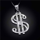 Silver Dollar Sign Pendant Necklace