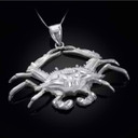 Silver Diamond Cut Crab Pendant Necklace